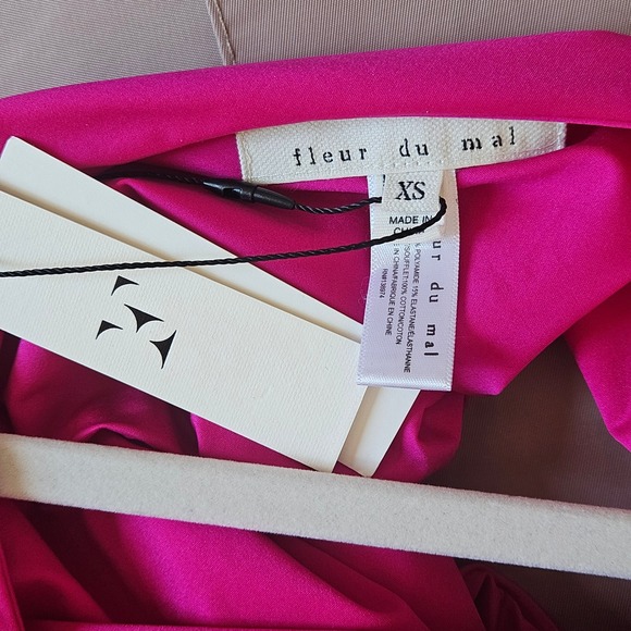 Fleur du Mal Asymmetric Wrap Bodysuit XS New with Tag Barbiecore - Picture 6 of 13